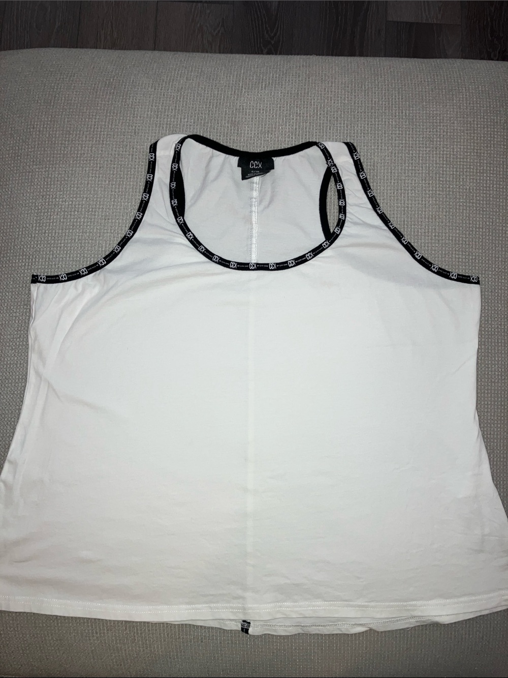 City Chic White Muscle Tank with Black Branded Trim